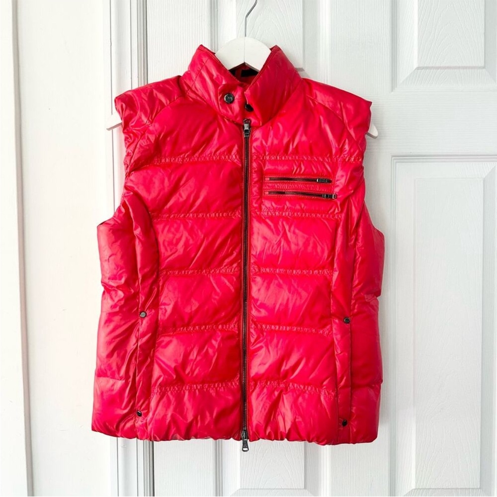 RLX Ralph Lauren Red Puffer Goose Down Double Zipper Chest Pocket Women Vest M